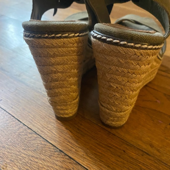 Tory Burch army green canvas espadrilles wedge - Picture 2 of 5